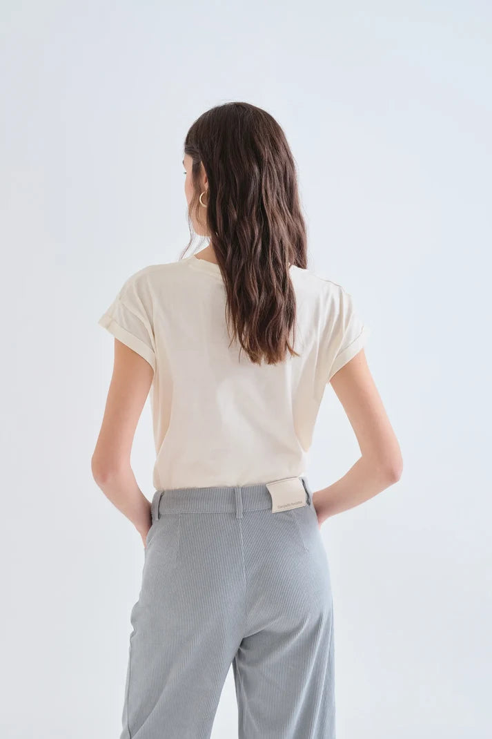T-shirt 100% cotone bianco con patch "CF" cuore