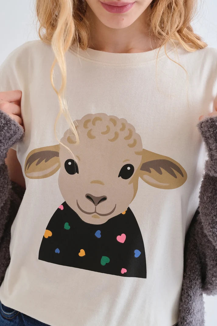 T-shirt 100% cotone con stampa di pecora