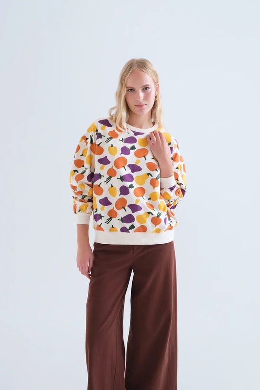 Felpa 100% cotone con stampa vegetale