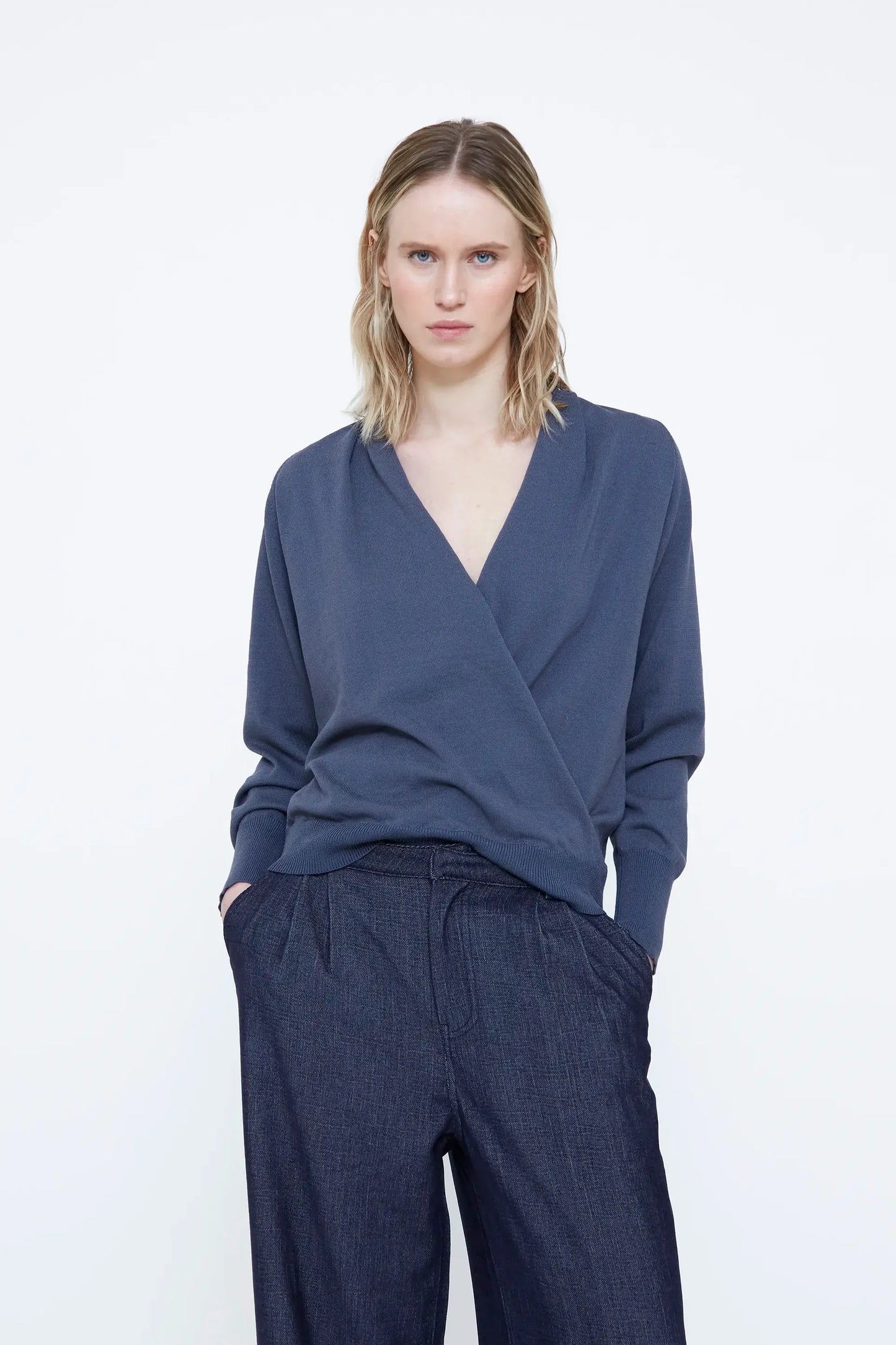 Maglione incrociato blu navy