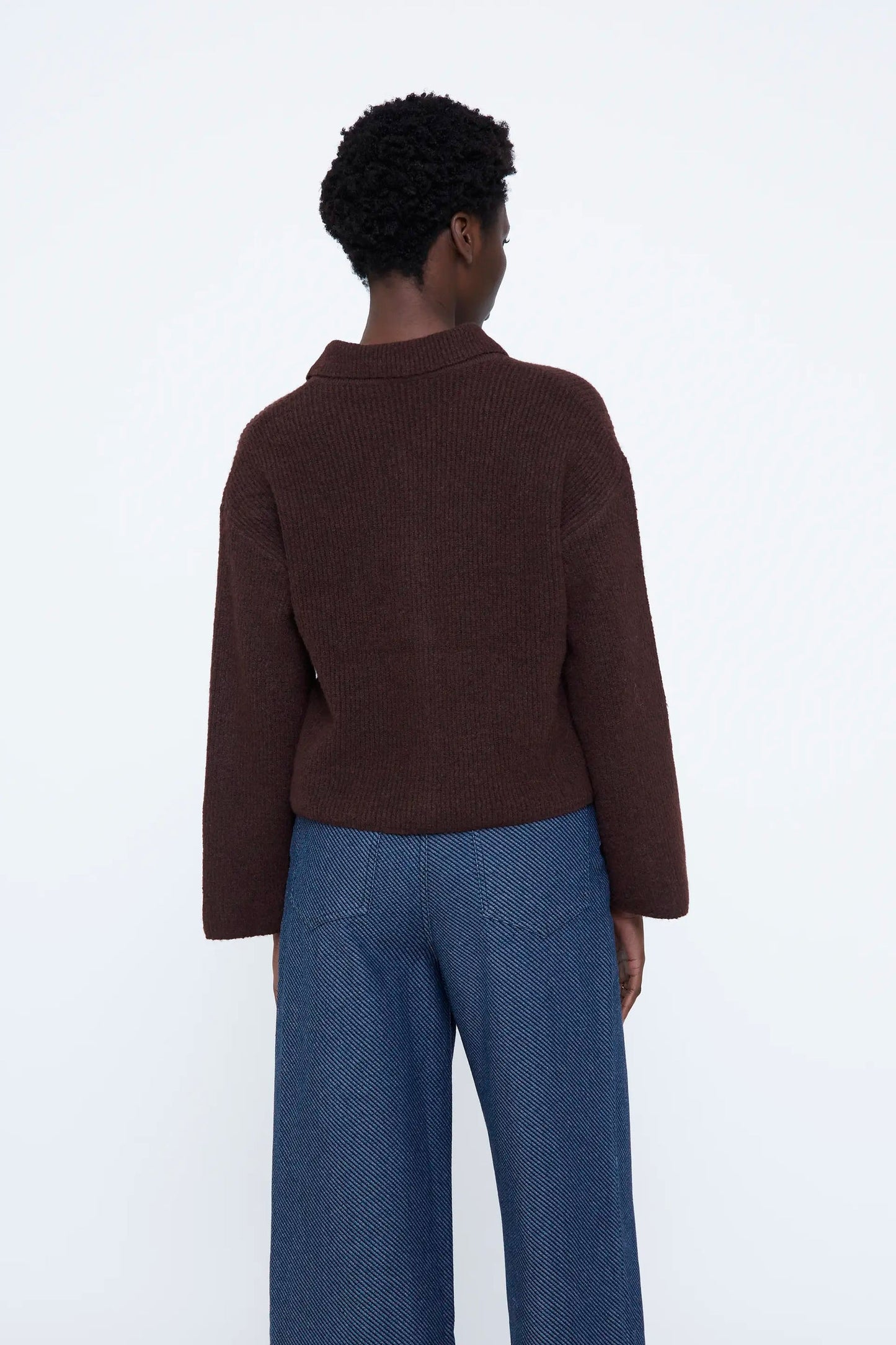 Cardigan a righe marrone