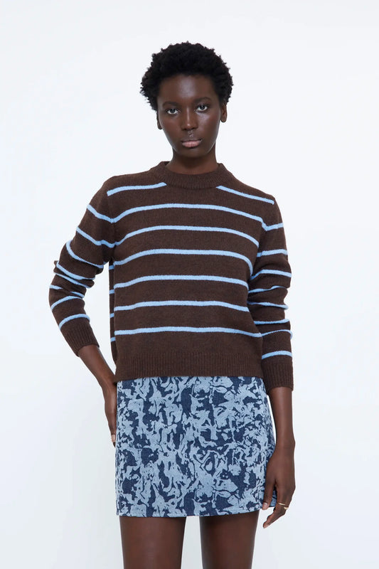 Maglia a righe marroni e blu