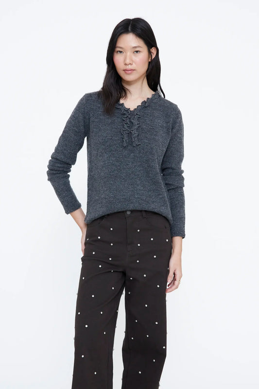 Maglia grigia con mini volant