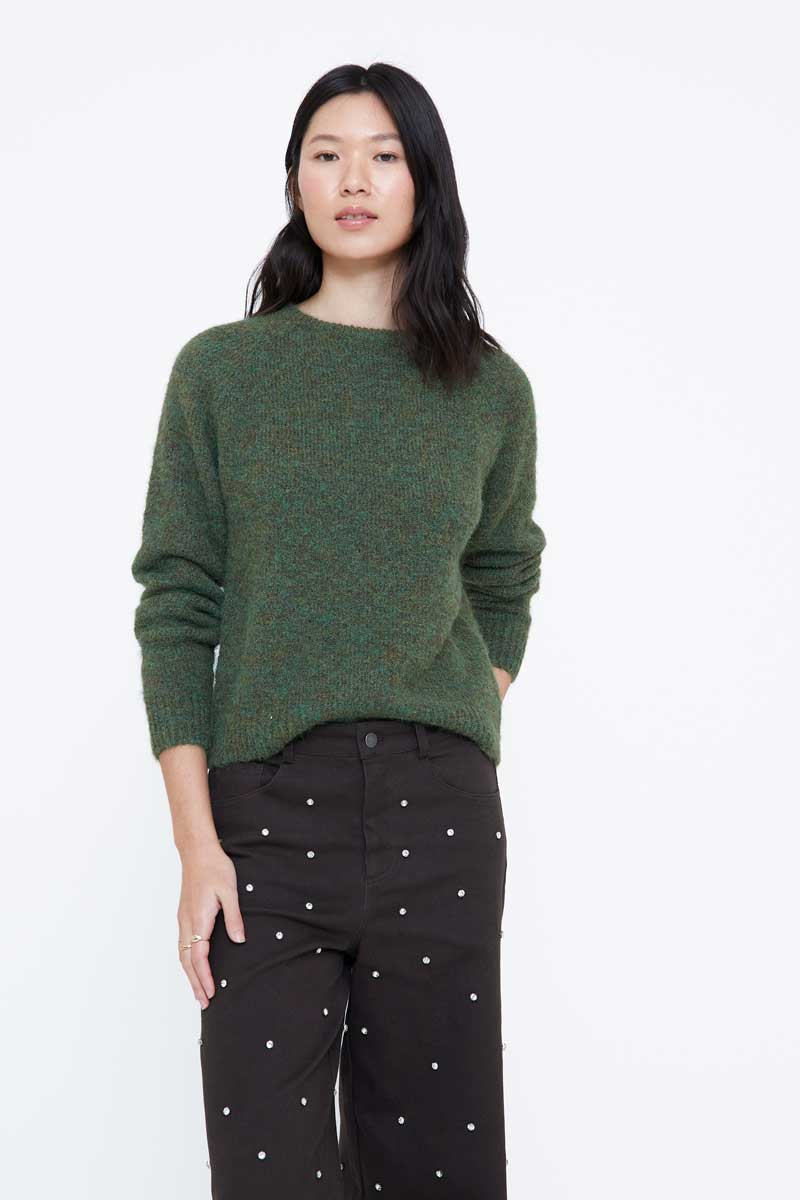 Maglione in misto lana verde scuro