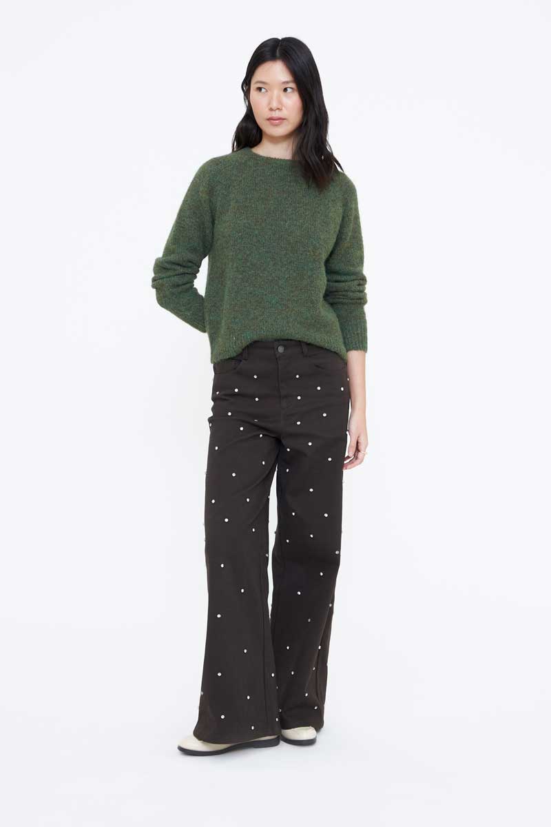 Maglione in misto lana verde scuro