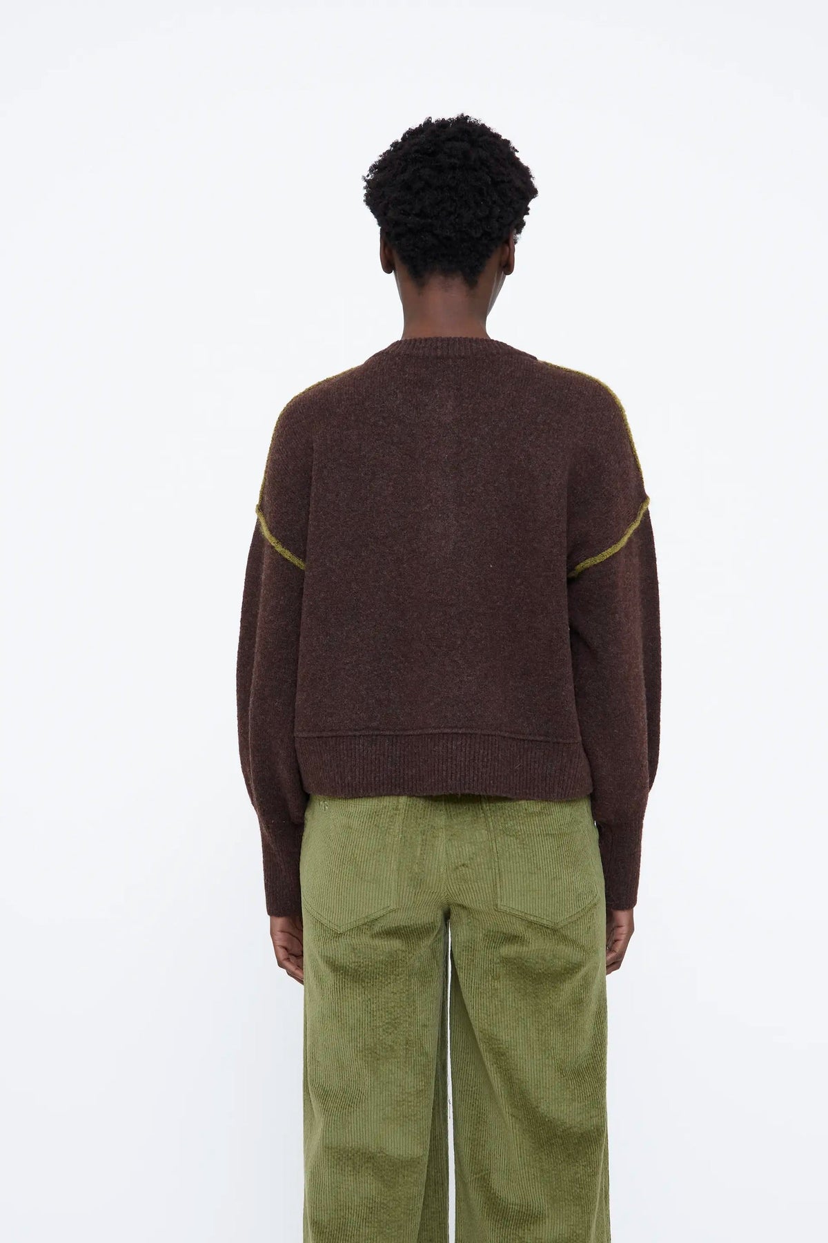 Maglia in misto lana marrone e verde