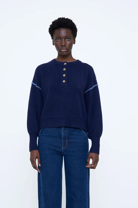 Maglione misto lana blu navy