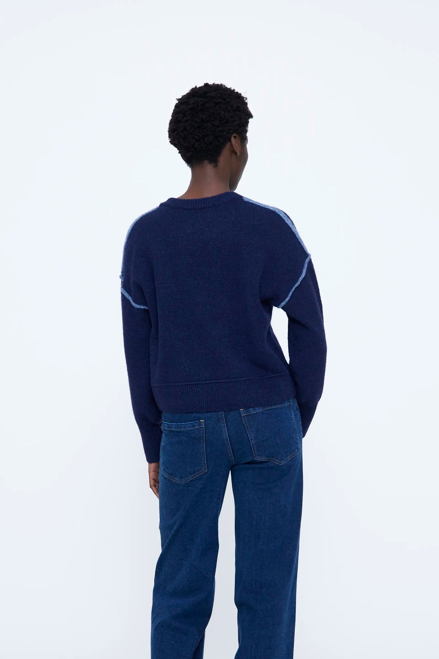 Maglione misto lana blu navy