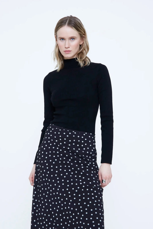 Top collo alto nero