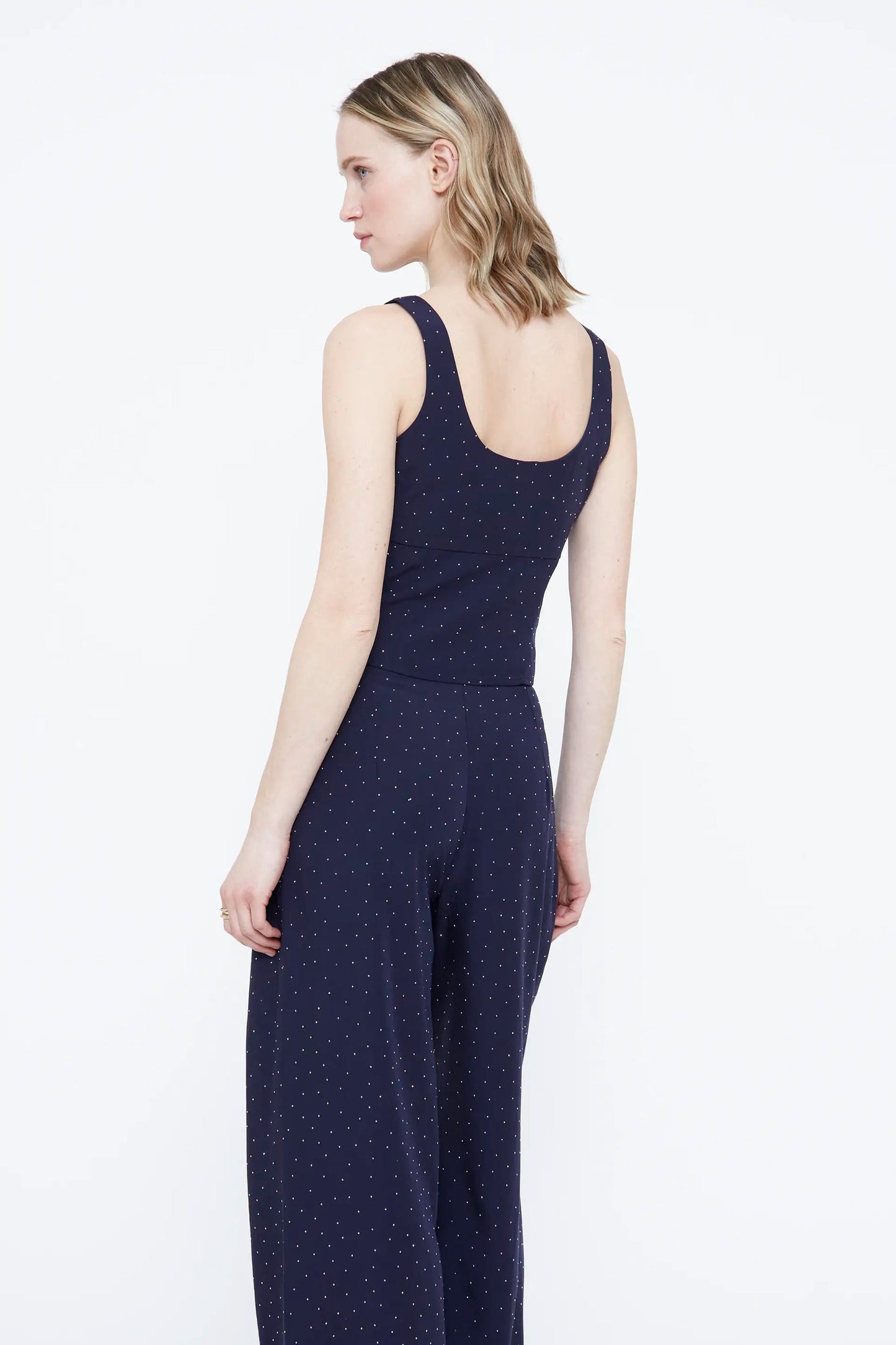 Top blu navy con applicazioni
