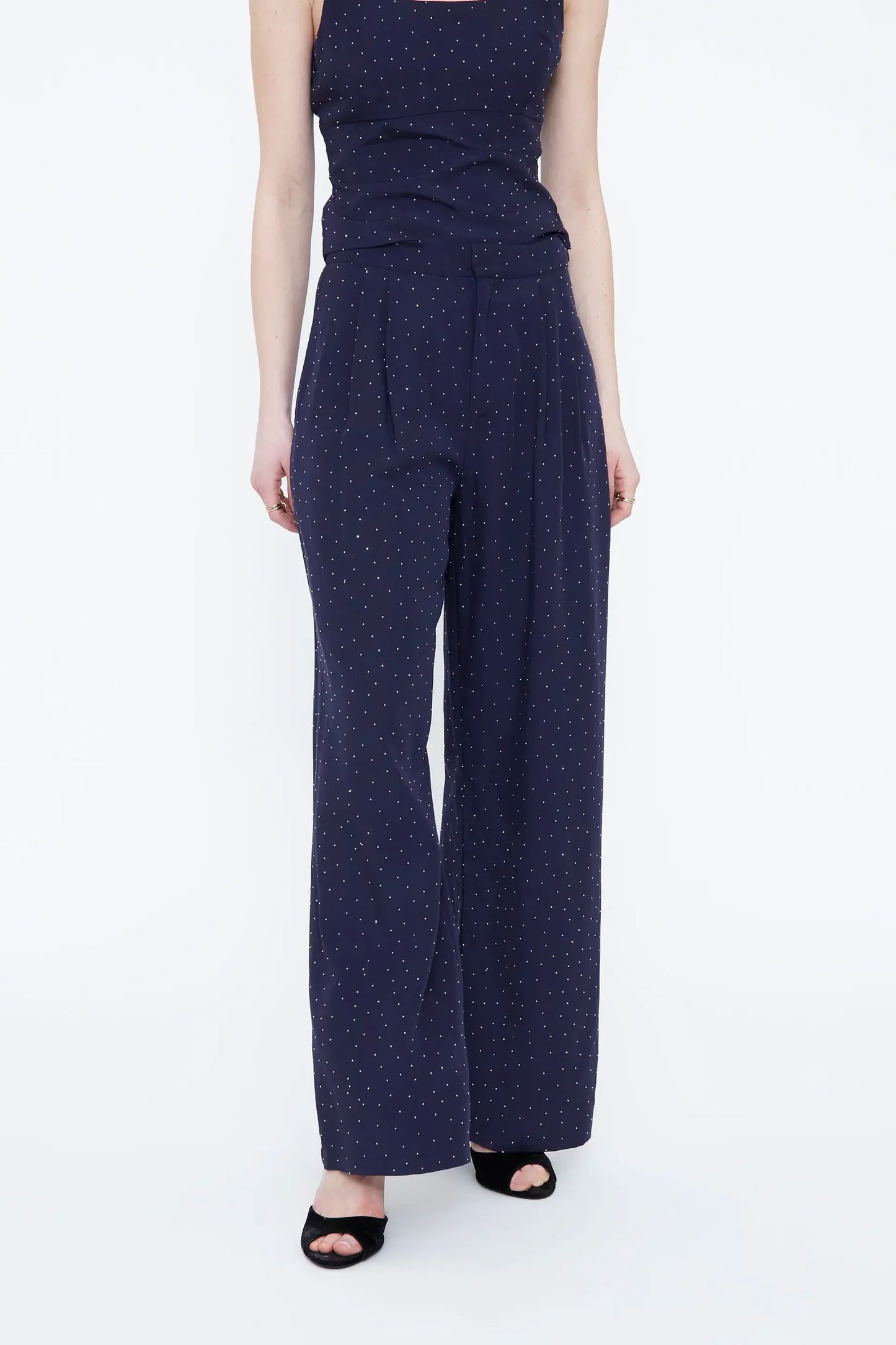 Pantaloni blu navy con applicazioni