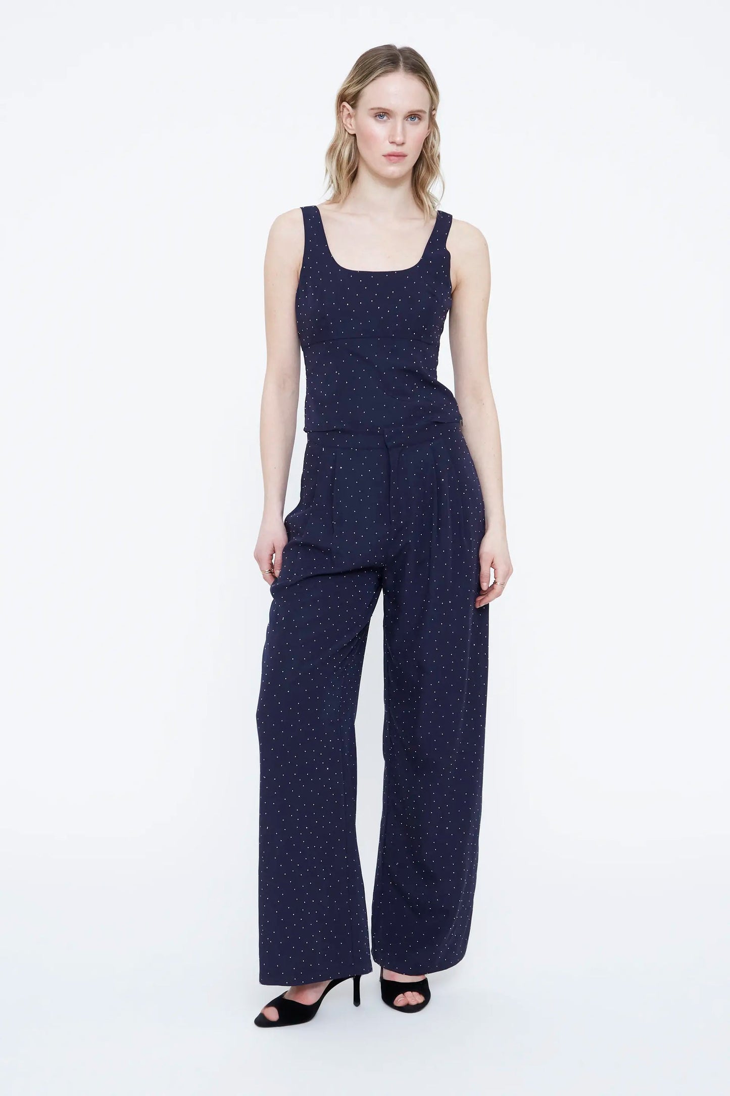 Pantaloni blu navy con applicazioni