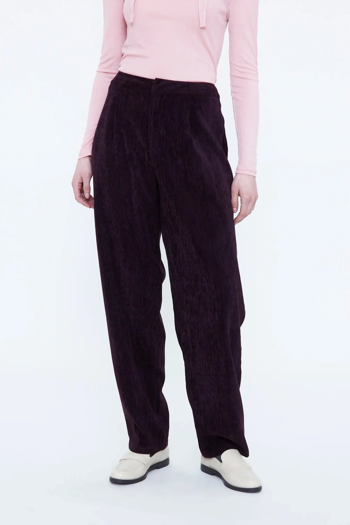 Pantaloni in velluto bordeaux