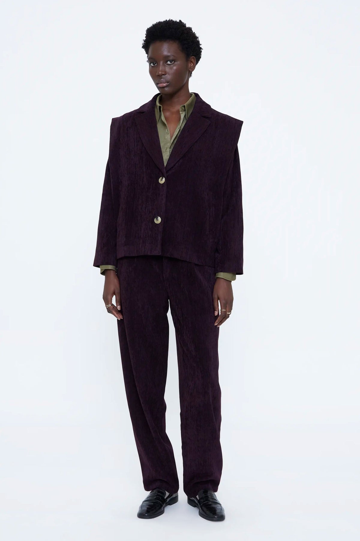 Blazer bordeaux con spalline