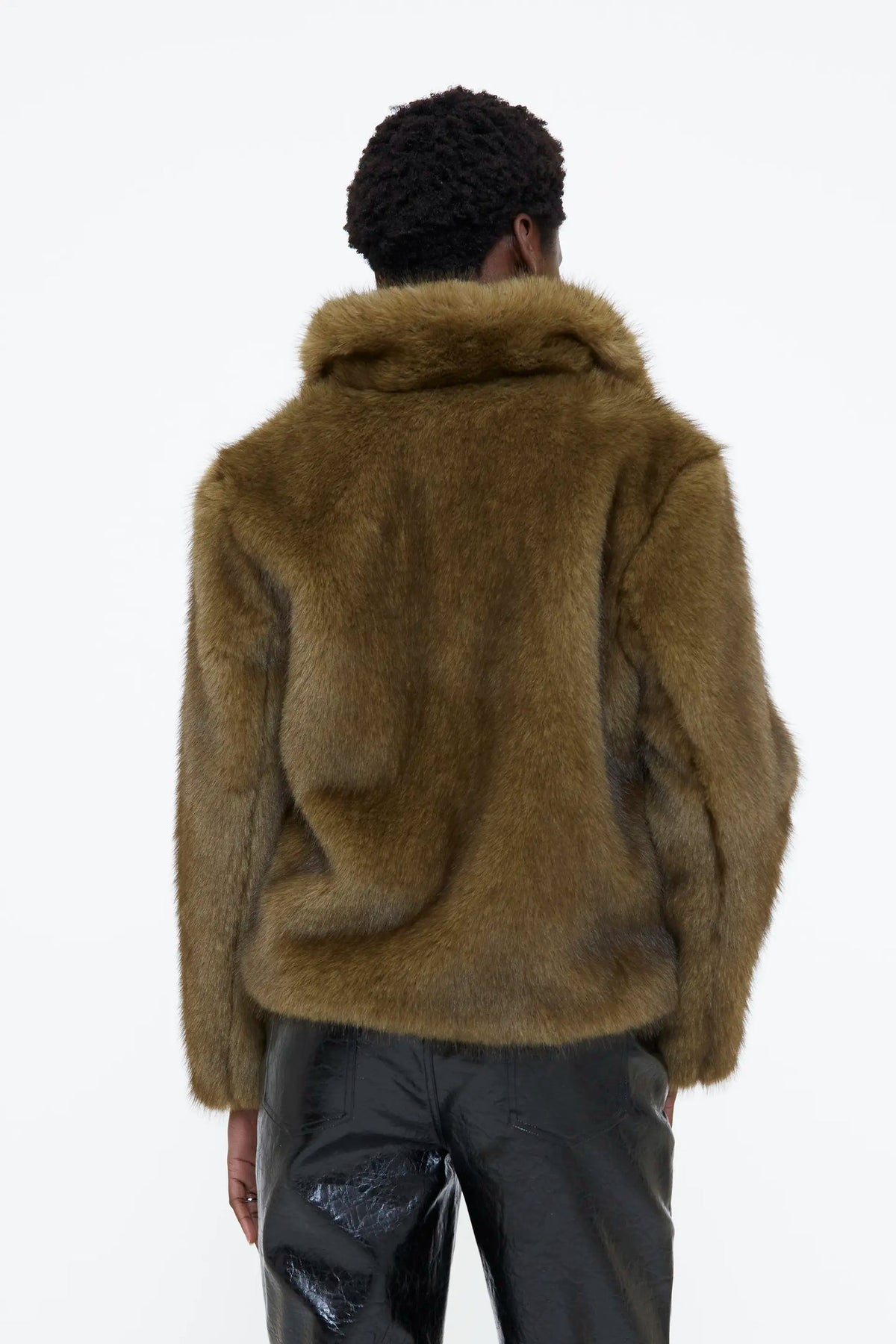 Cappotto corto effetto pelo verde
