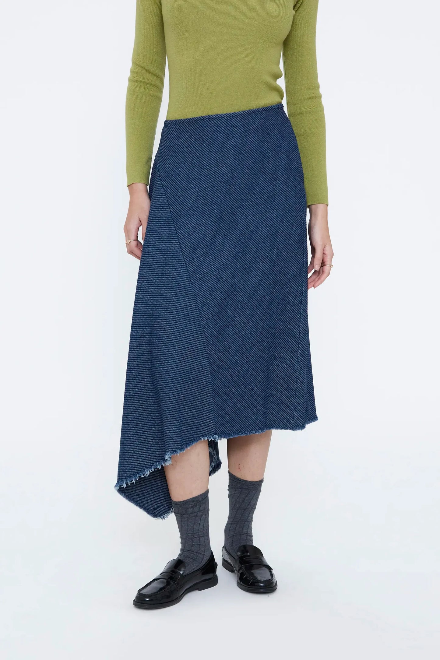 Gonna midi in denim blu navy