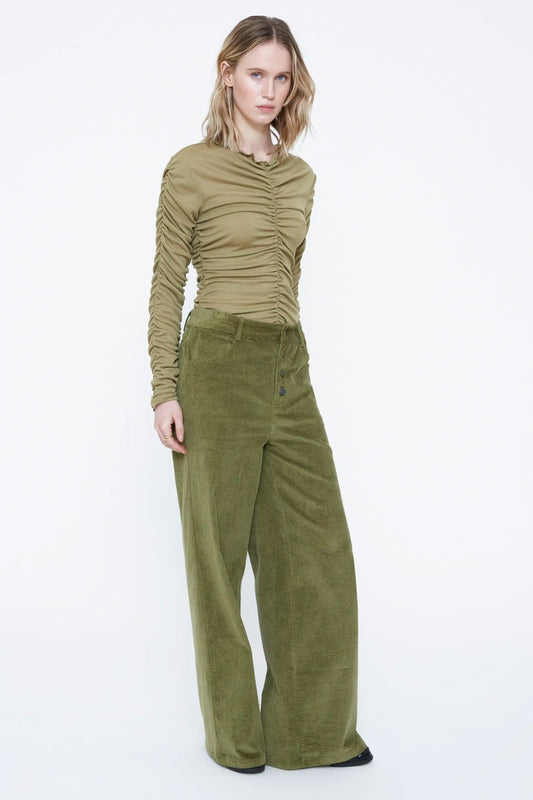 Pantaloni in velluto verde oliva