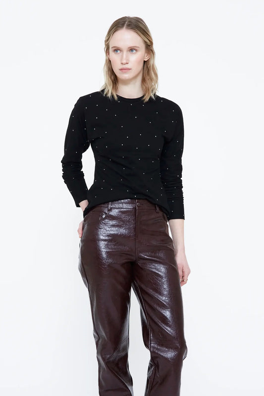 T-shirt 100% cotone manica lunga nera