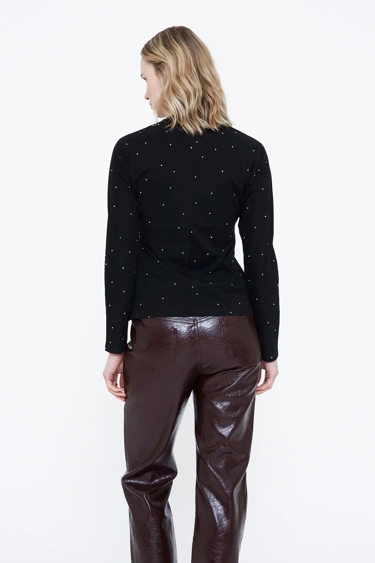 T-shirt 100% cotone manica lunga nera