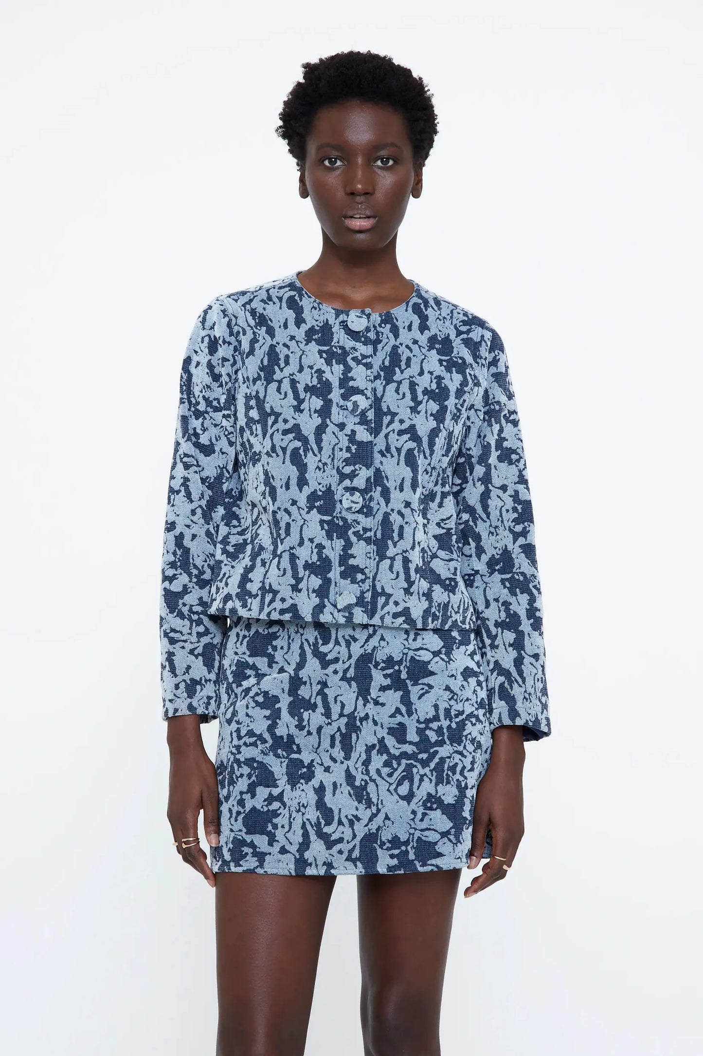 Giacca jacquard blu navy
