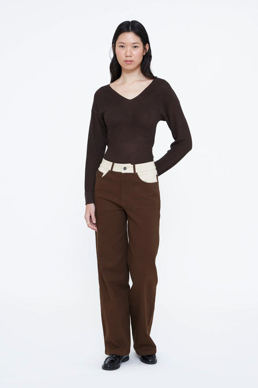 Jeans bicolore marroni e bianchi