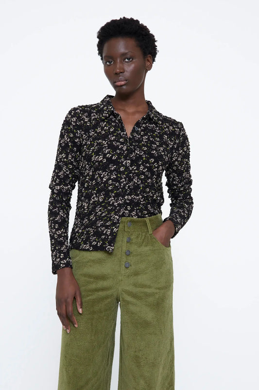 Camicia con stampa floreale brillante verde