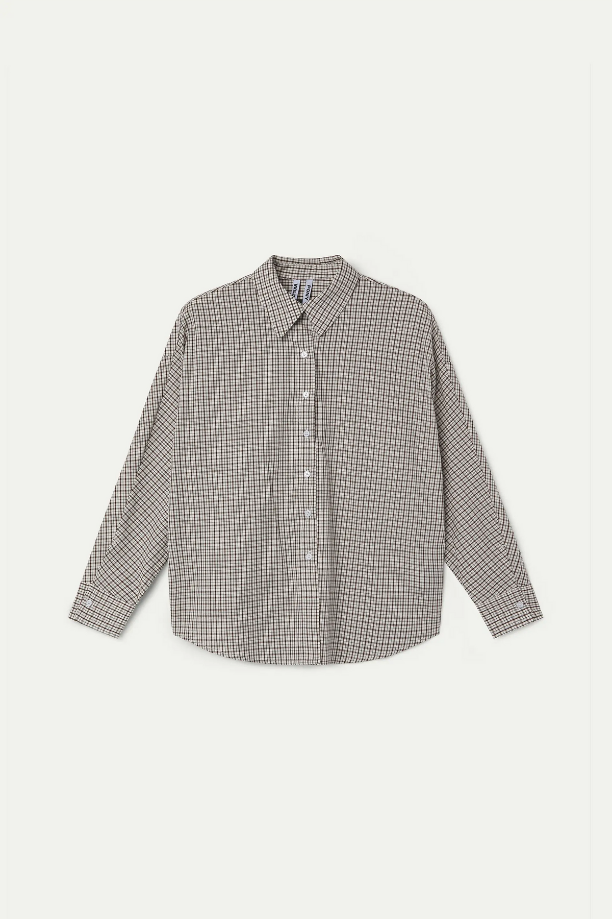 Camicia 100% cotone con stampa a quadri nero e marrone