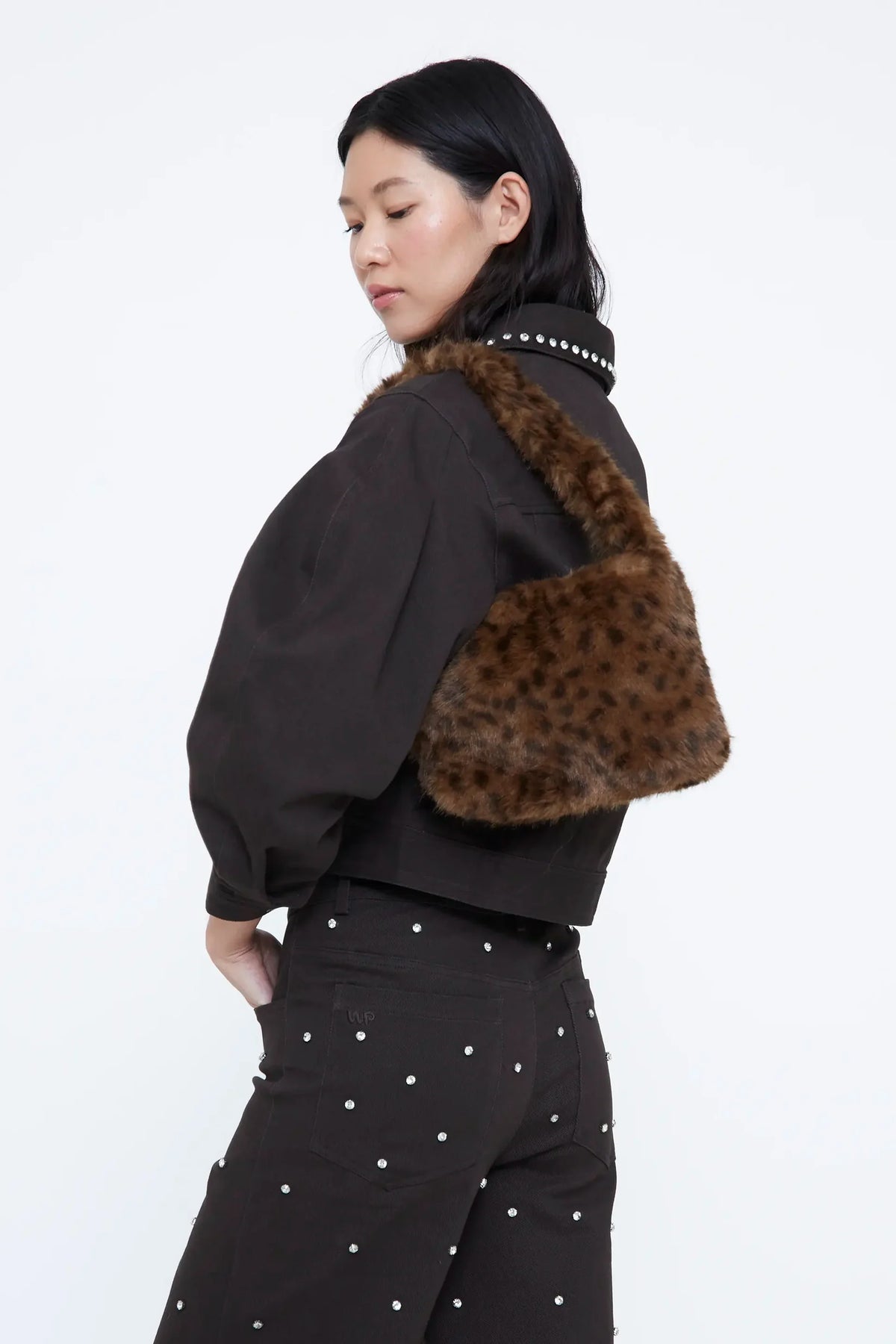 Borsa a tracolla effetto leopardato