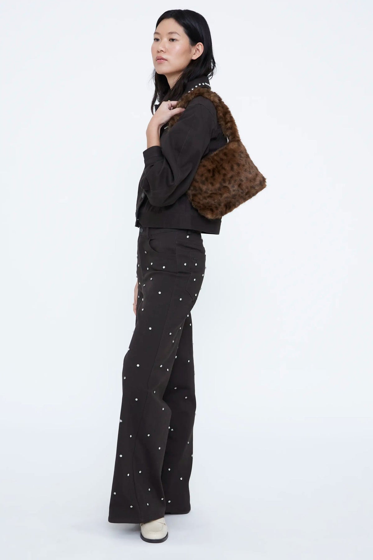 Borsa a tracolla effetto leopardato