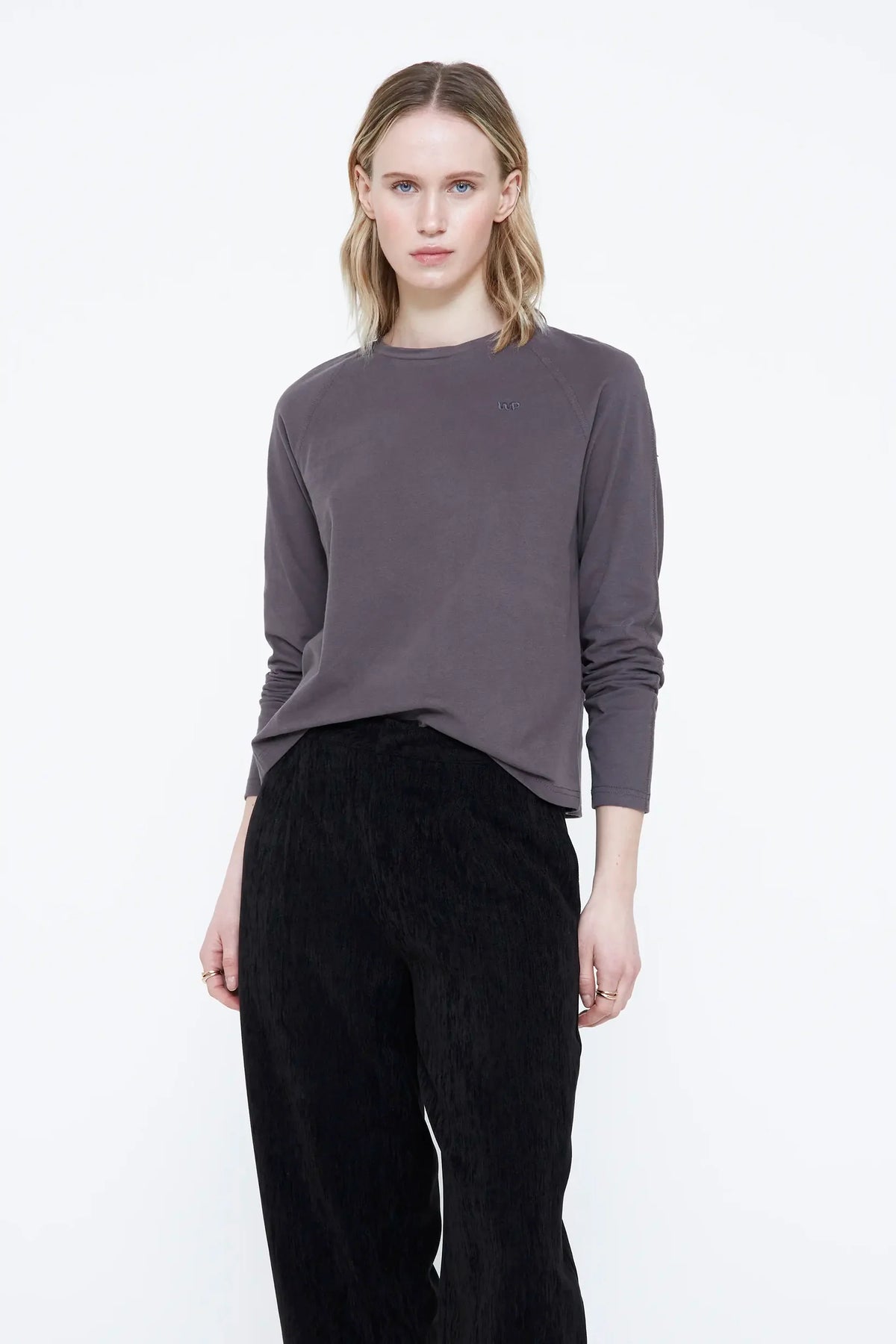 T-shirt 100% cotone manica lunga grigia