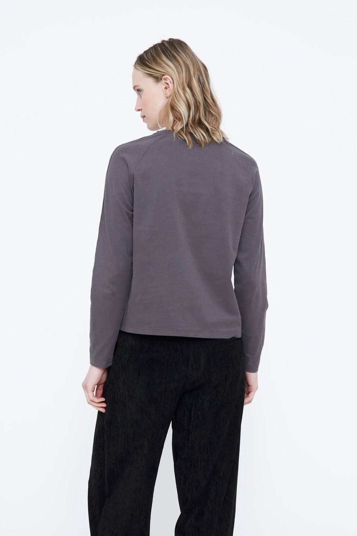 T-shirt 100% cotone manica lunga grigia