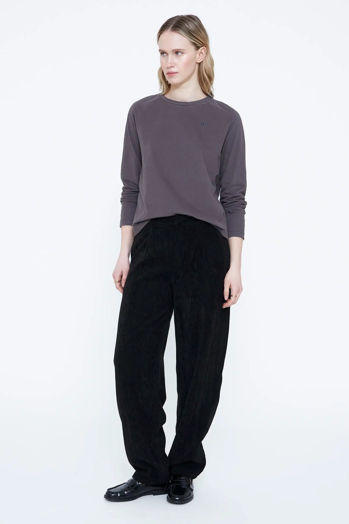 T-shirt 100% cotone manica lunga grigia