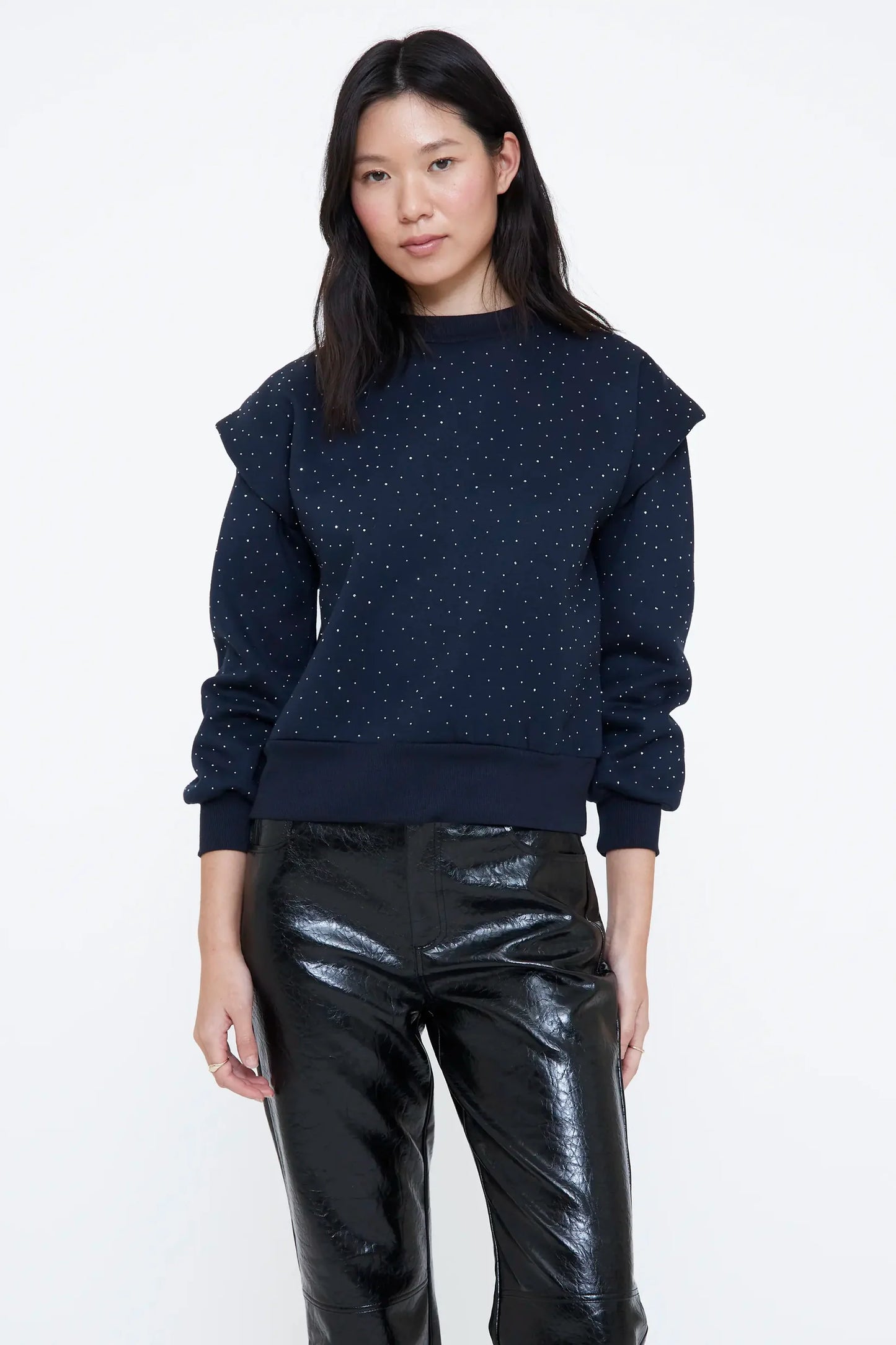 Felpa blu navy con applicazioni lucide
