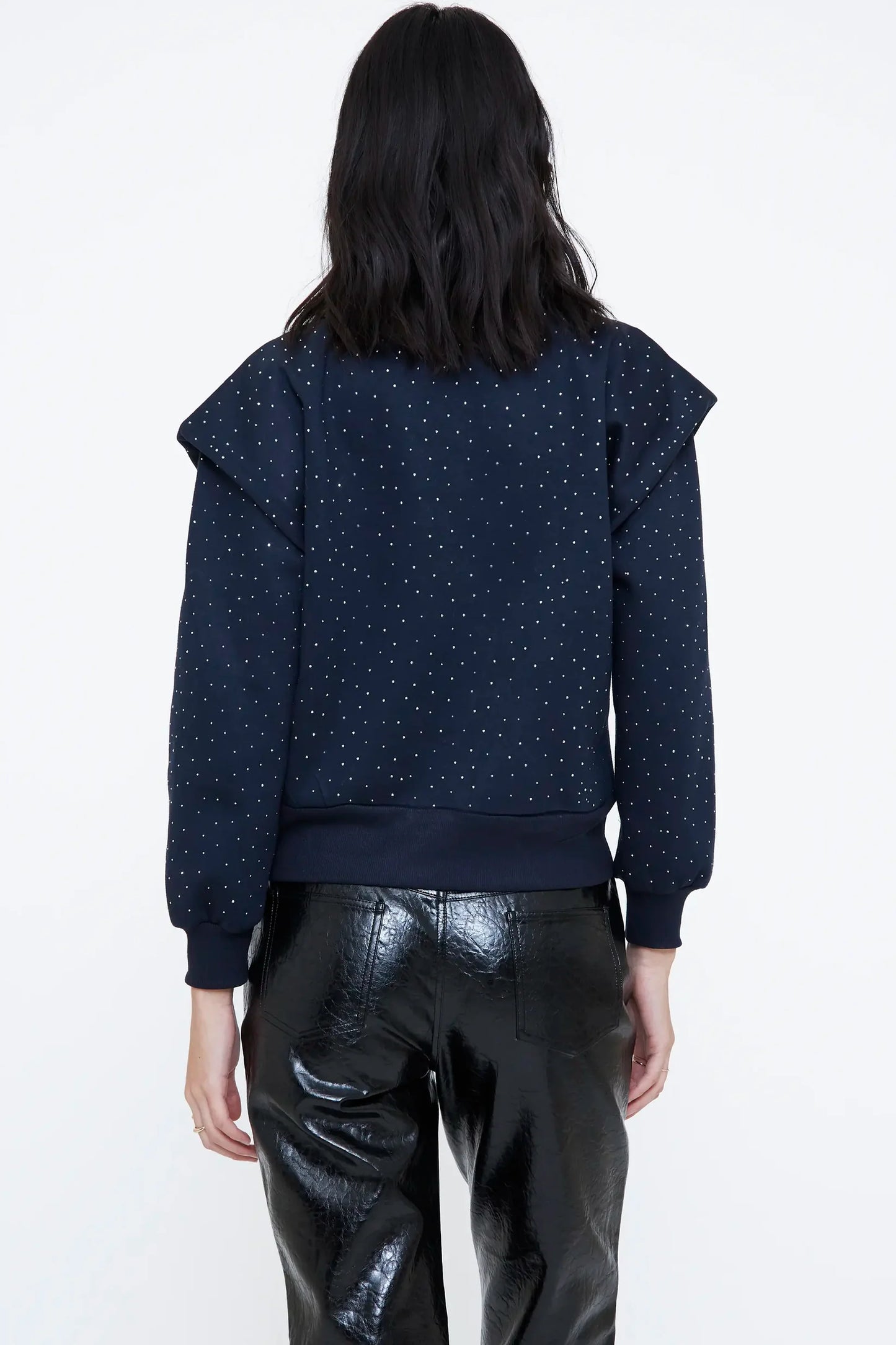Felpa blu navy con applicazioni lucide