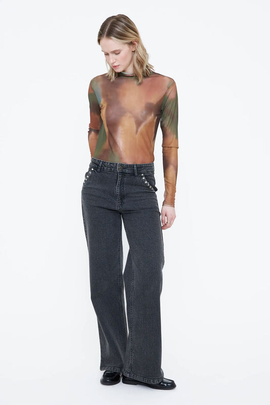 Jeans neri con applicazioni in tasca