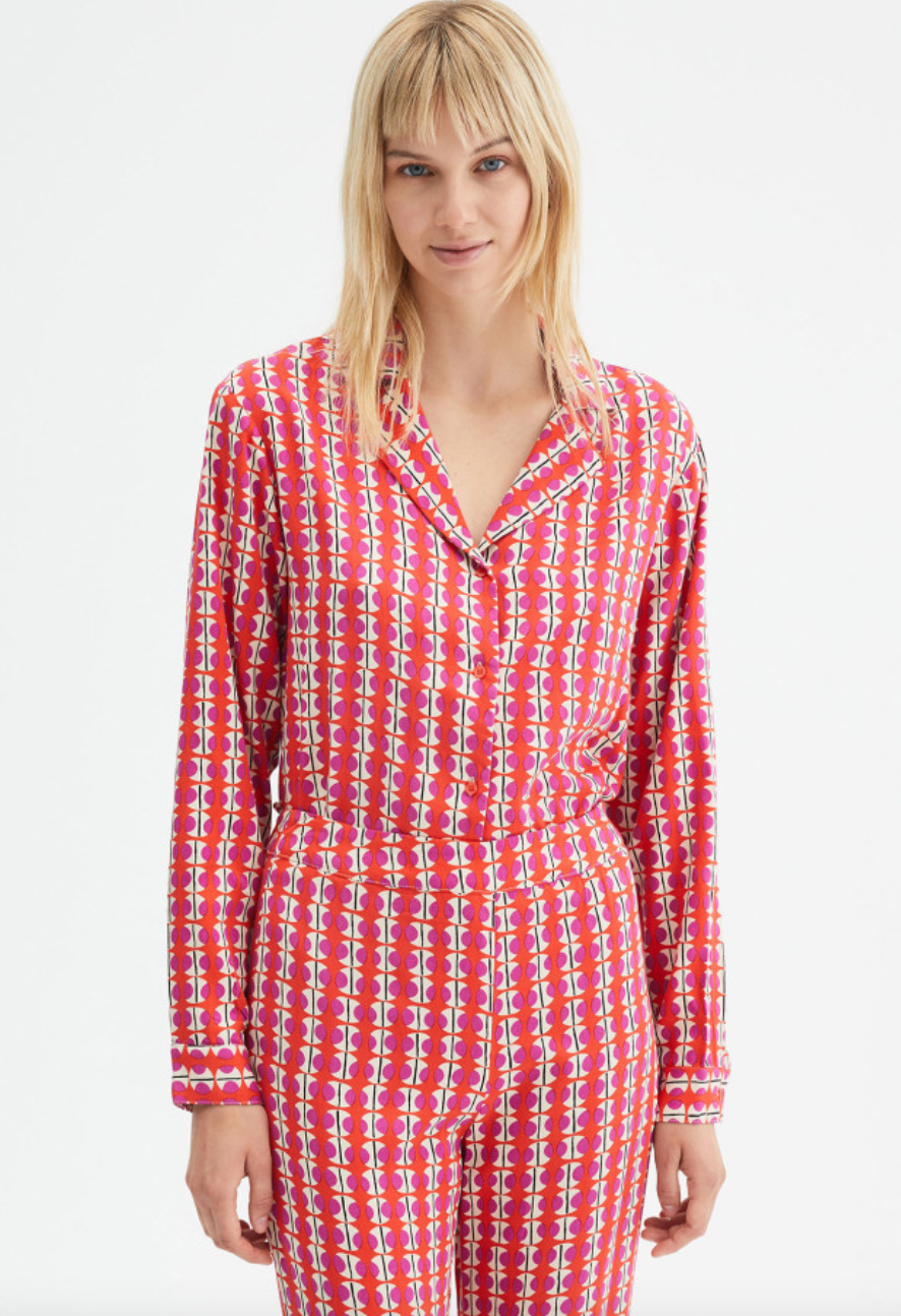 Camicia corta fluida con fantasia geometrica