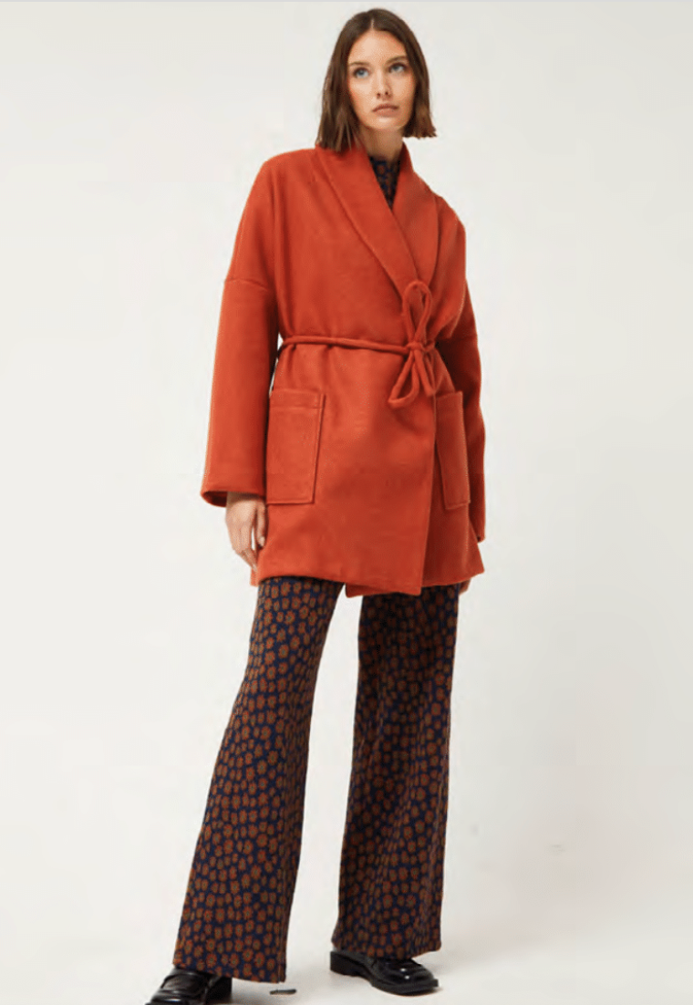 CAPPOTTO CORTO ARANCIO CON CINTURA
