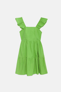 Abito corto con spalline e apertura sulla schiena verde