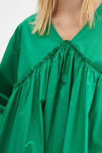 Abito corto oversize con maniche francesi verde