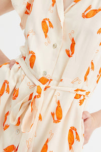 Abito midi chemisier con collo con revers e fantasia ad animali