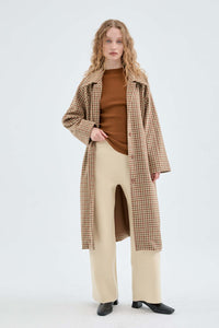Cappotto midi in flanella con stampa a quadri