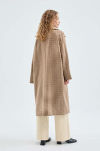 Cappotto midi in flanella con stampa a quadri