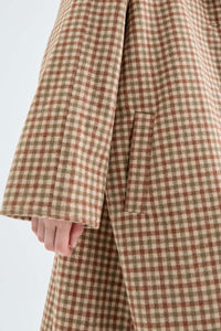 Cappotto midi in flanella con stampa a quadri