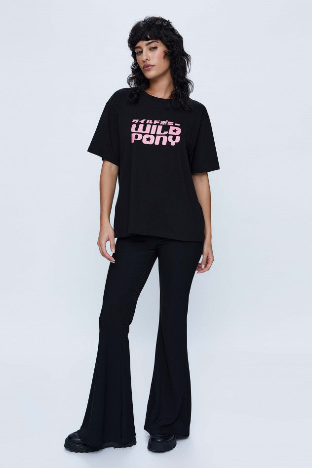 T-SHIRT IN COTONE NERO CON GRAFICA