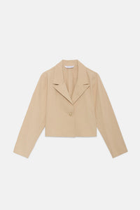 Blazer corto con collo con revers beige