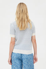 Carica l&#39;immagine nel visualizzatore di Gallery, TOP IN MAGLIA APERTA CON STAMPA A RIGHE BLU
