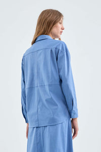 Camicia di camoscio blu