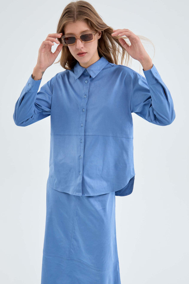 Camicia di camoscio blu