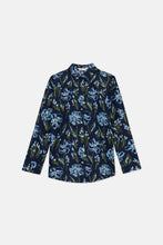 Carica l&#39;immagine nel visualizzatore di Gallery, Camicia oversize in popeline con stampa floreale blu
