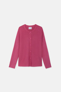 Cardigan rosa a maglia fine svasato